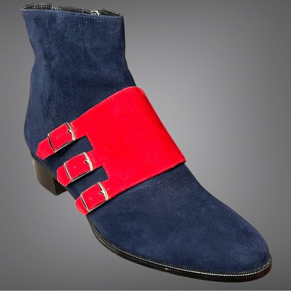 HERMES NAVY PIMENTO GOAT SUEDE LEXINGTON ANKLE BOOTS SHOES EU 40 - Picture 3 of 9